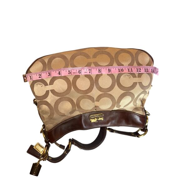 Coach Madison Signature C Logo Leather Trim Hobo Shoulder Bag - Picture 9 of 15